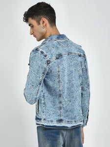 Acid Wash Paint Splatter Denim Jacket