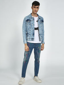 Acid Wash Paint Splatter Denim Jacket