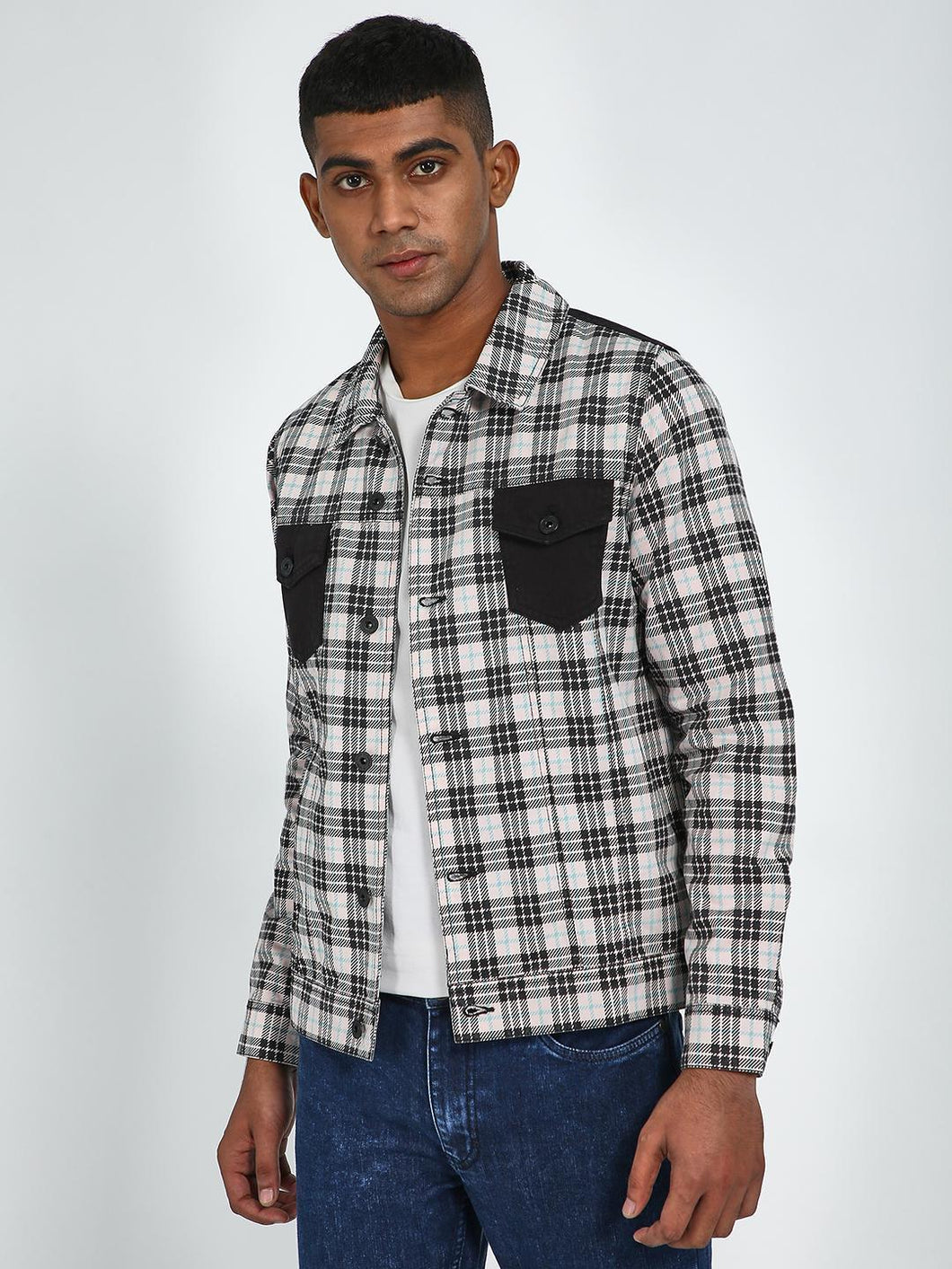 All Over Checks Print Jacket