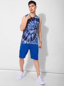 "RESTRICTED" solid print persian blue basic shorts