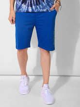 "RESTRICTED" solid print persian blue basic shorts