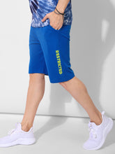 "RESTRICTED" solid print persian blue basic shorts